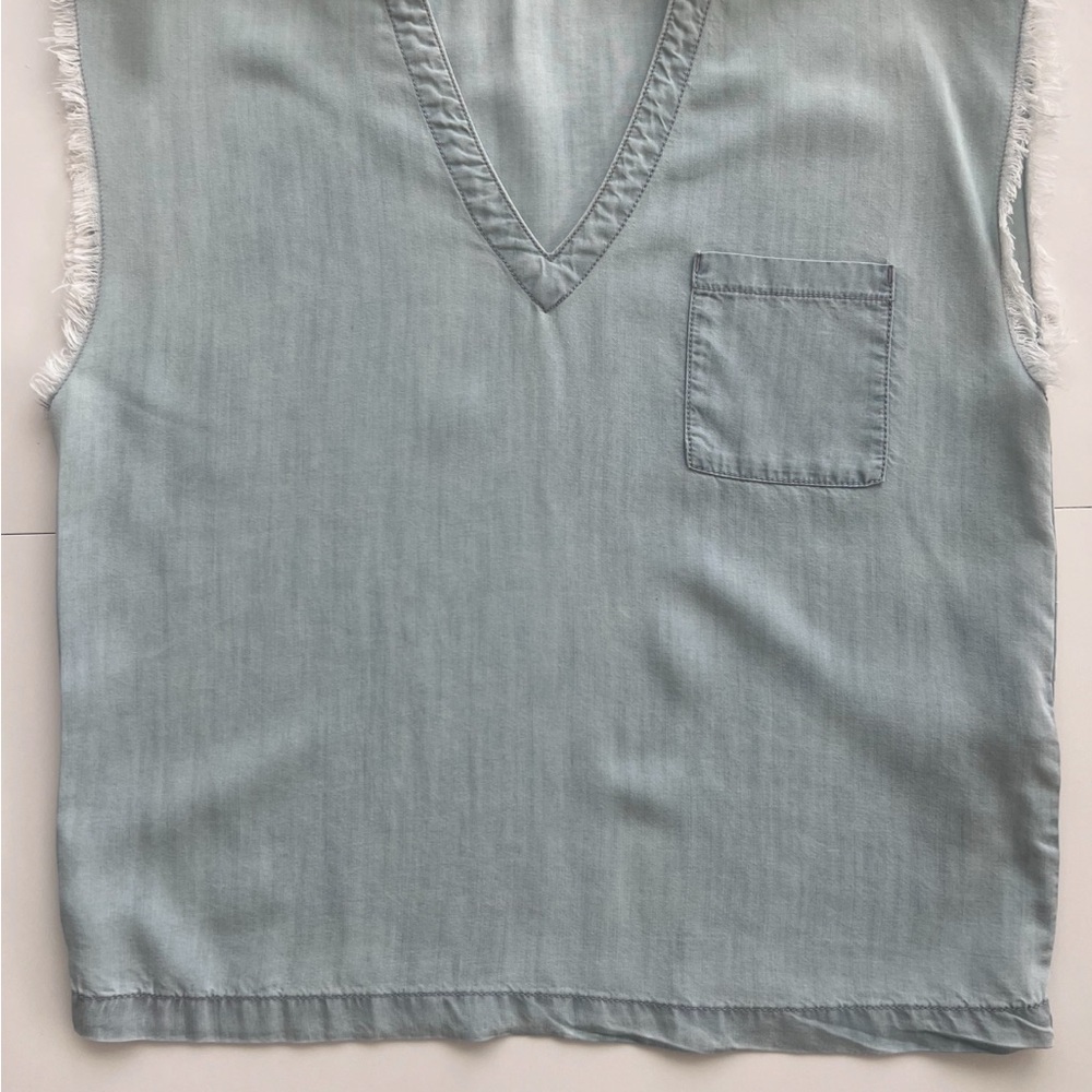 The Kooples Denim Blue V-Neck Fringe Tank Top – Size XS